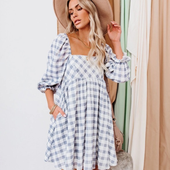 🆕 VICI gingham plaid peasant sundress - Picture 3 of 9